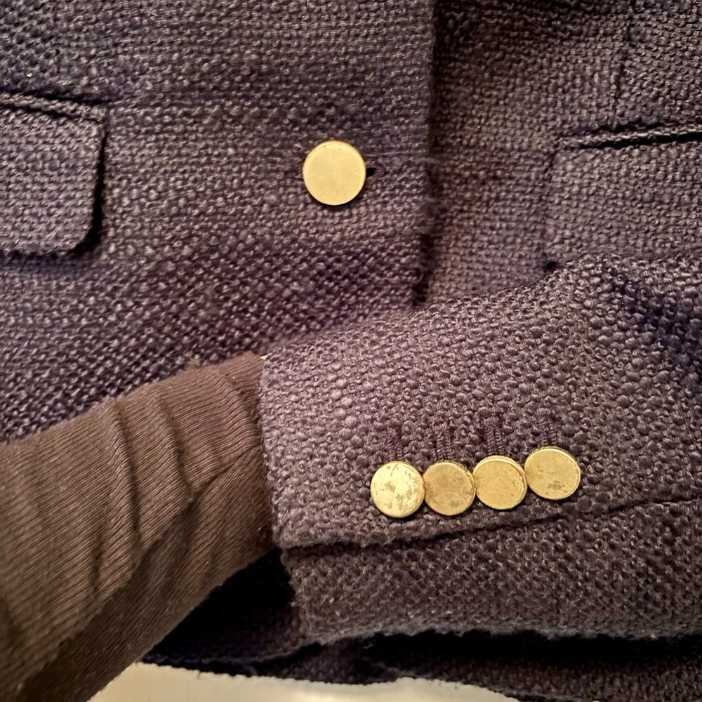Ann Taylor Size 10 Midnight Blue Textured Blazer - Picture 4 of 7